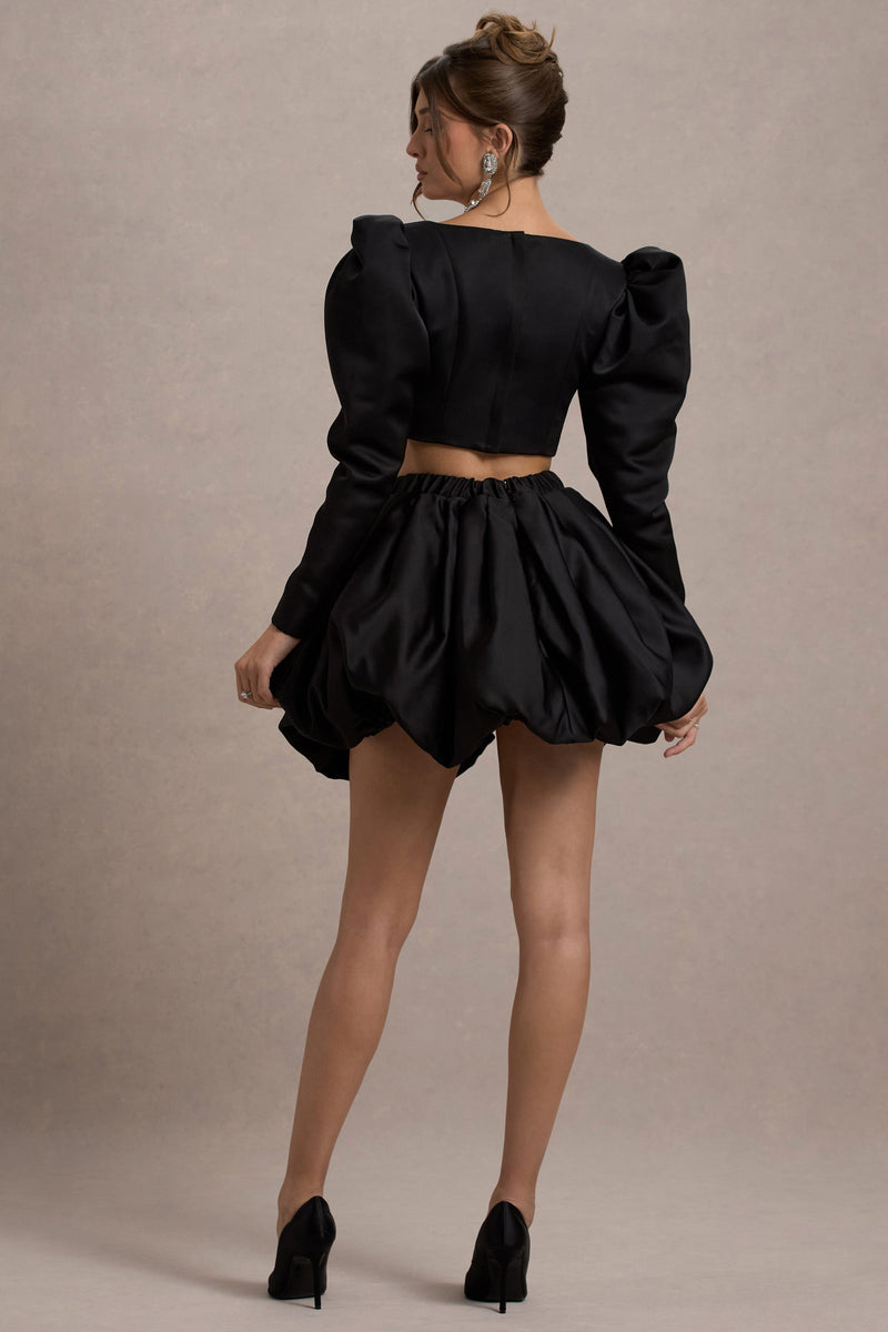 Tosca | Mini-jupe bouffante en satin noir