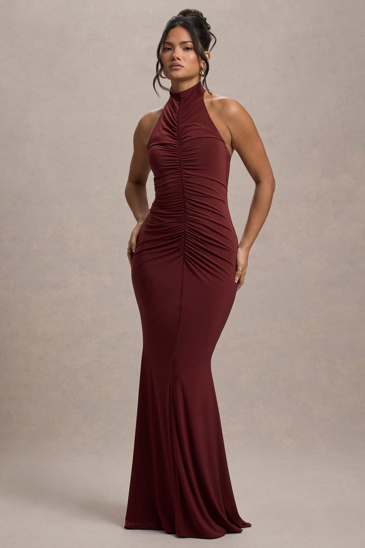WB_HR_CL135346101-AriettaPortHigh-NeckRuchedFishtailMaxiDress1