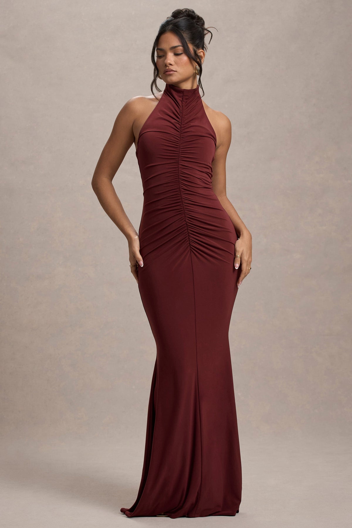 WB_HR_CL135346101-AriettaPortHigh-NeckRuchedFishtailMaxiDress2