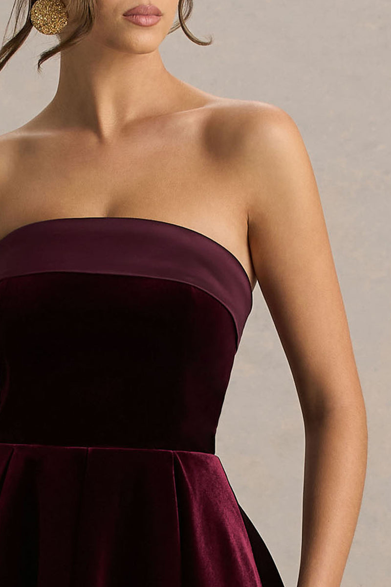 Robe Patineuse Bordeaux H&M Femme - Taille US 2 (Short) - Occasion Très Bon état