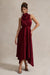 Kerri | Robe Longue Satinée à Col Bénitier Berry