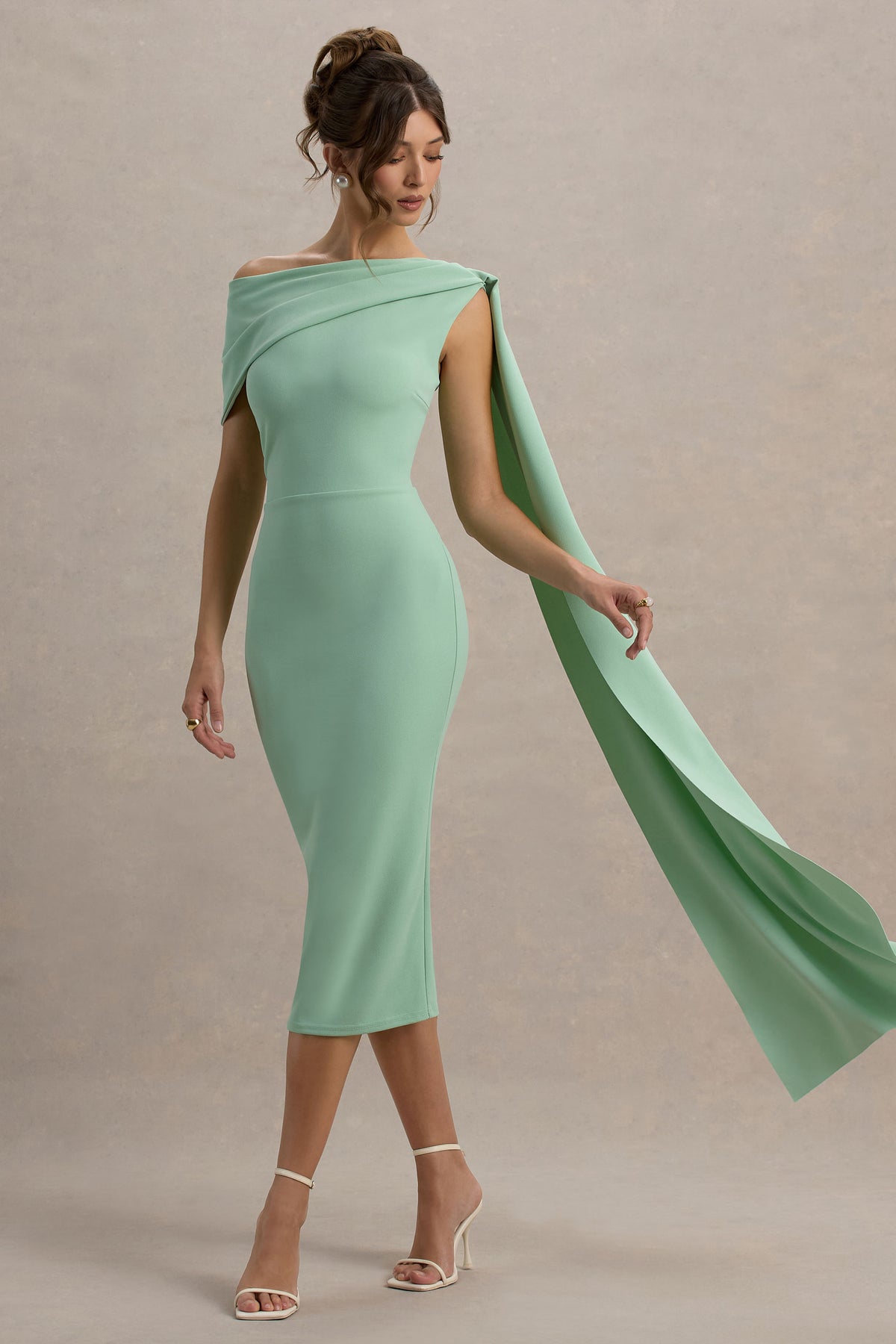 Robe Longue Coline Asymétrique - Taille L/XL, Blanc Et Vert, Neuf Avec étiquette
