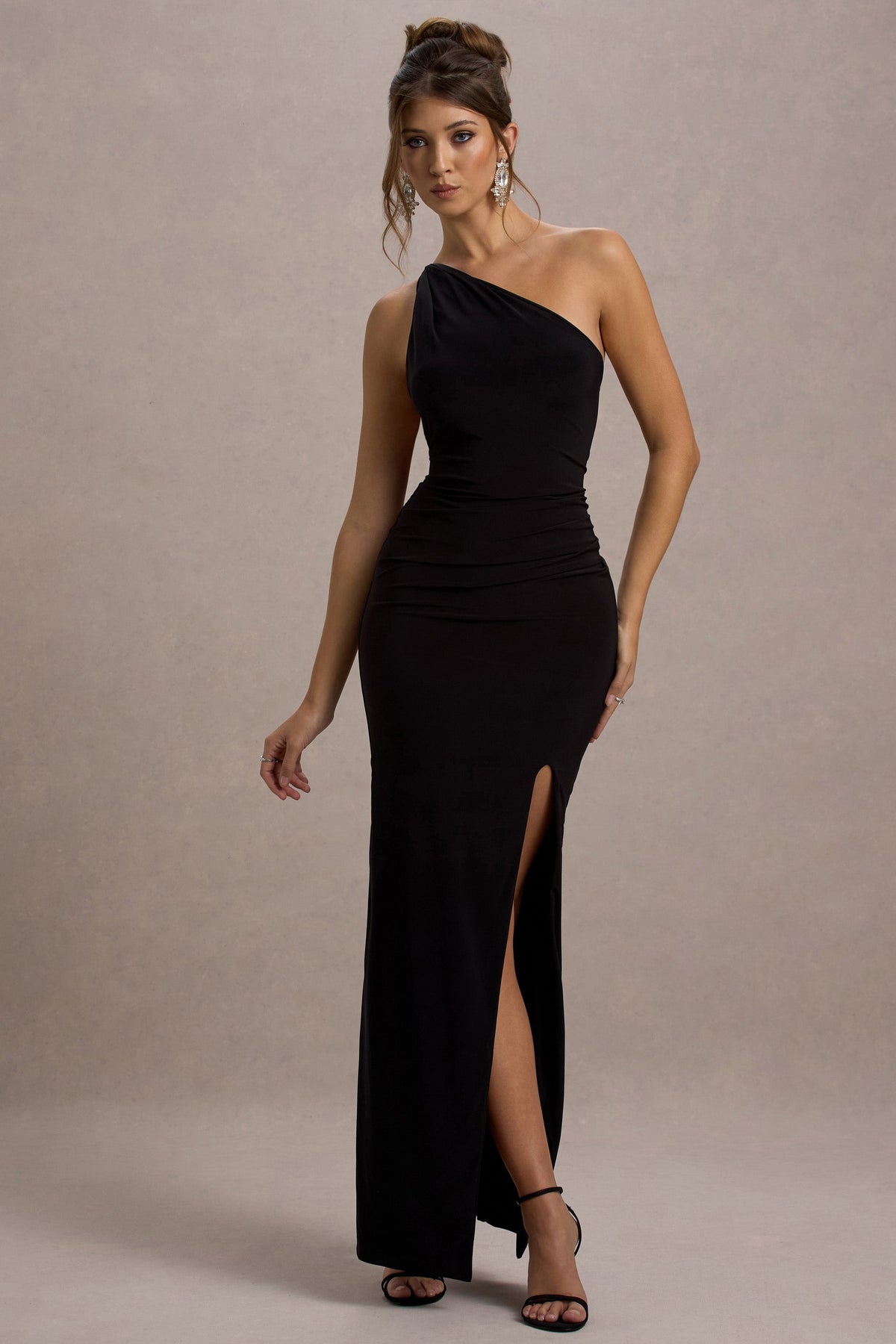 Dressing Up | Robe longue noire à une épaule et dos ouvert