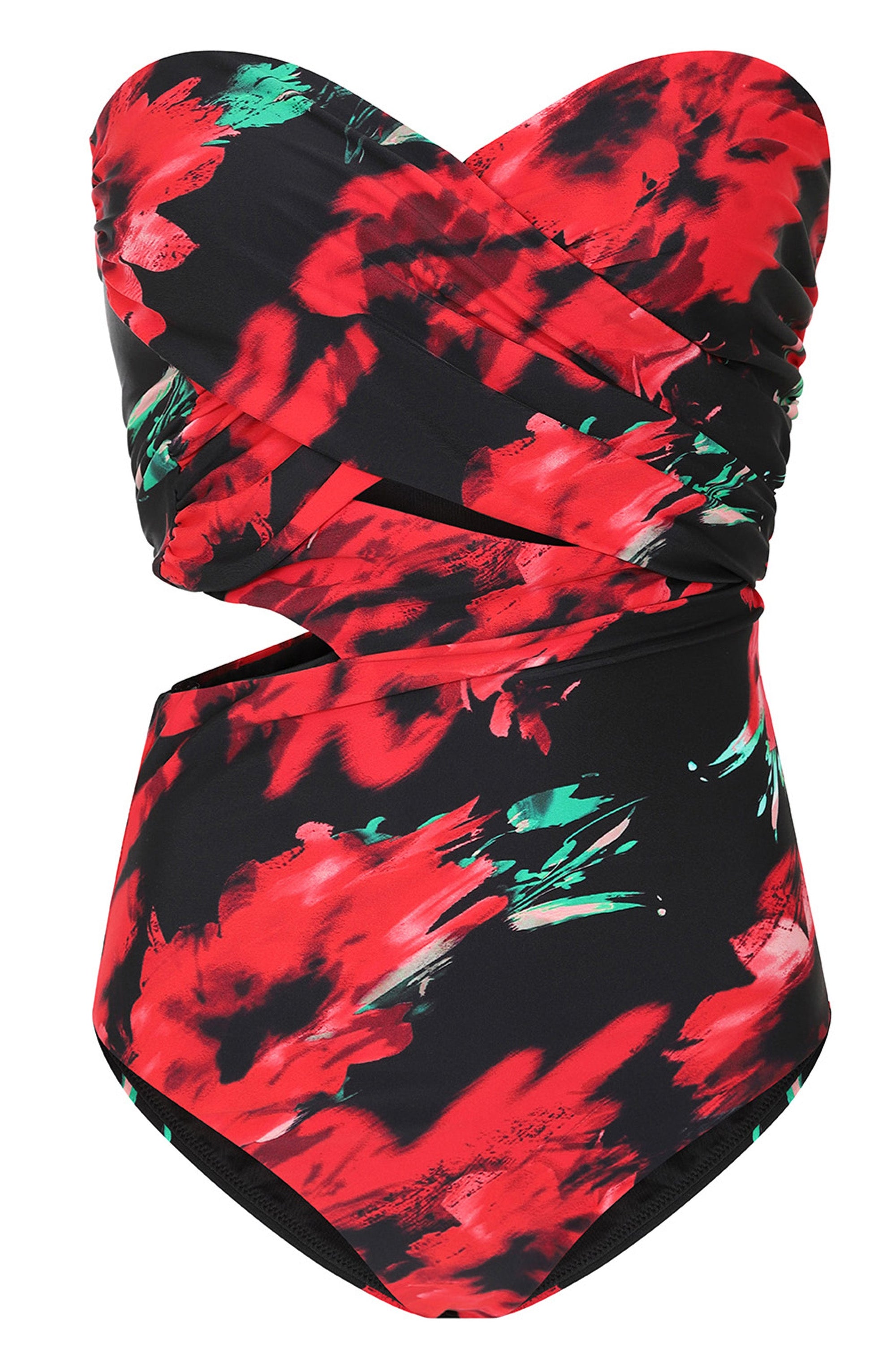 Oyster | Maillot de bain bardot croisé à imprimés multiples