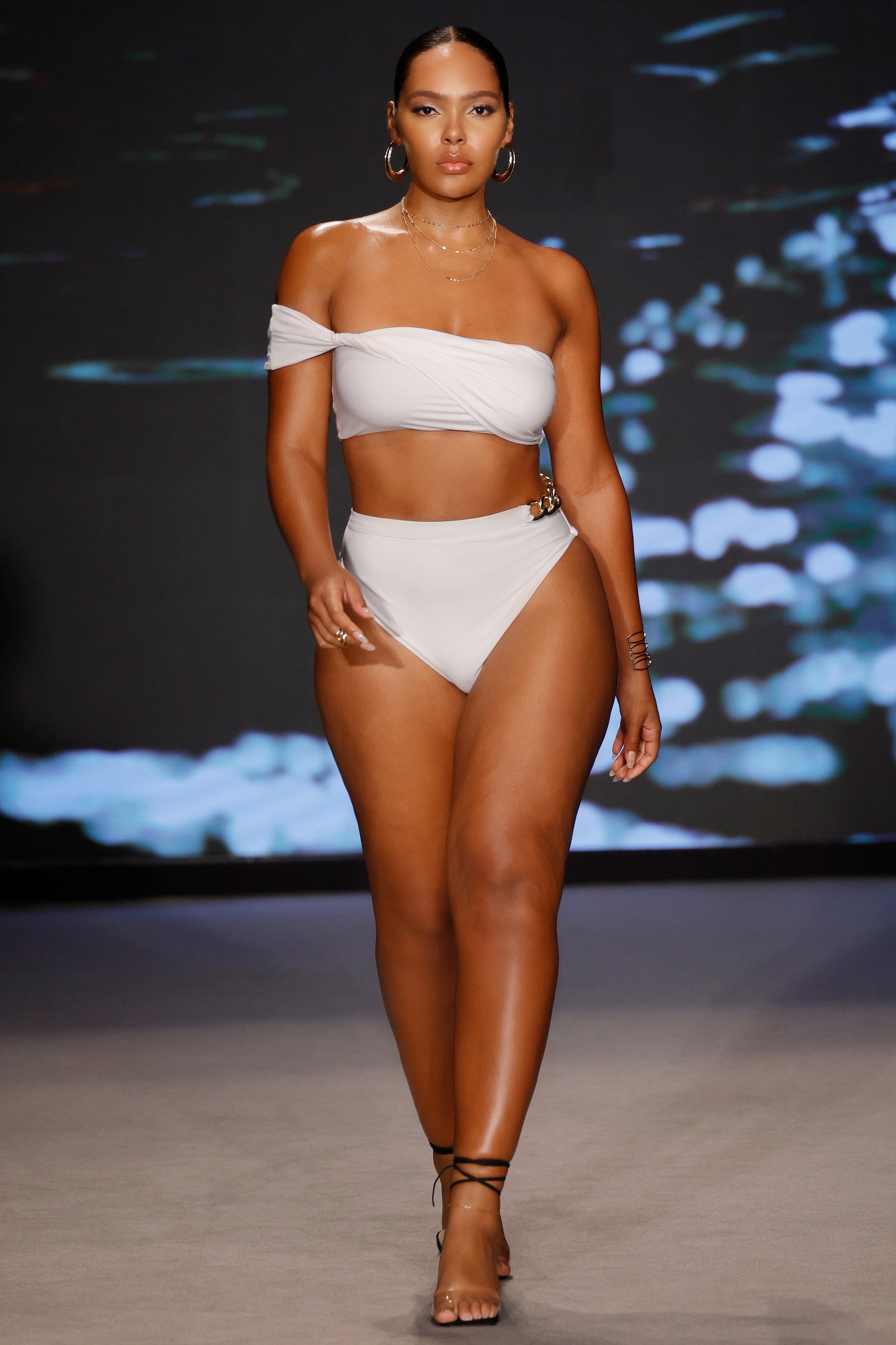 Wealth | Bas de bikini blanc taille haute avec chaines
