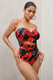 Oyster | Maillot de bain bardot croisé à imprimés multiples