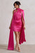 Laurelie | Mini-robe cape en satin rose vif